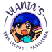 Logo of Vlania's Tres Leches Pastelería with a character holding a tres leches cake.